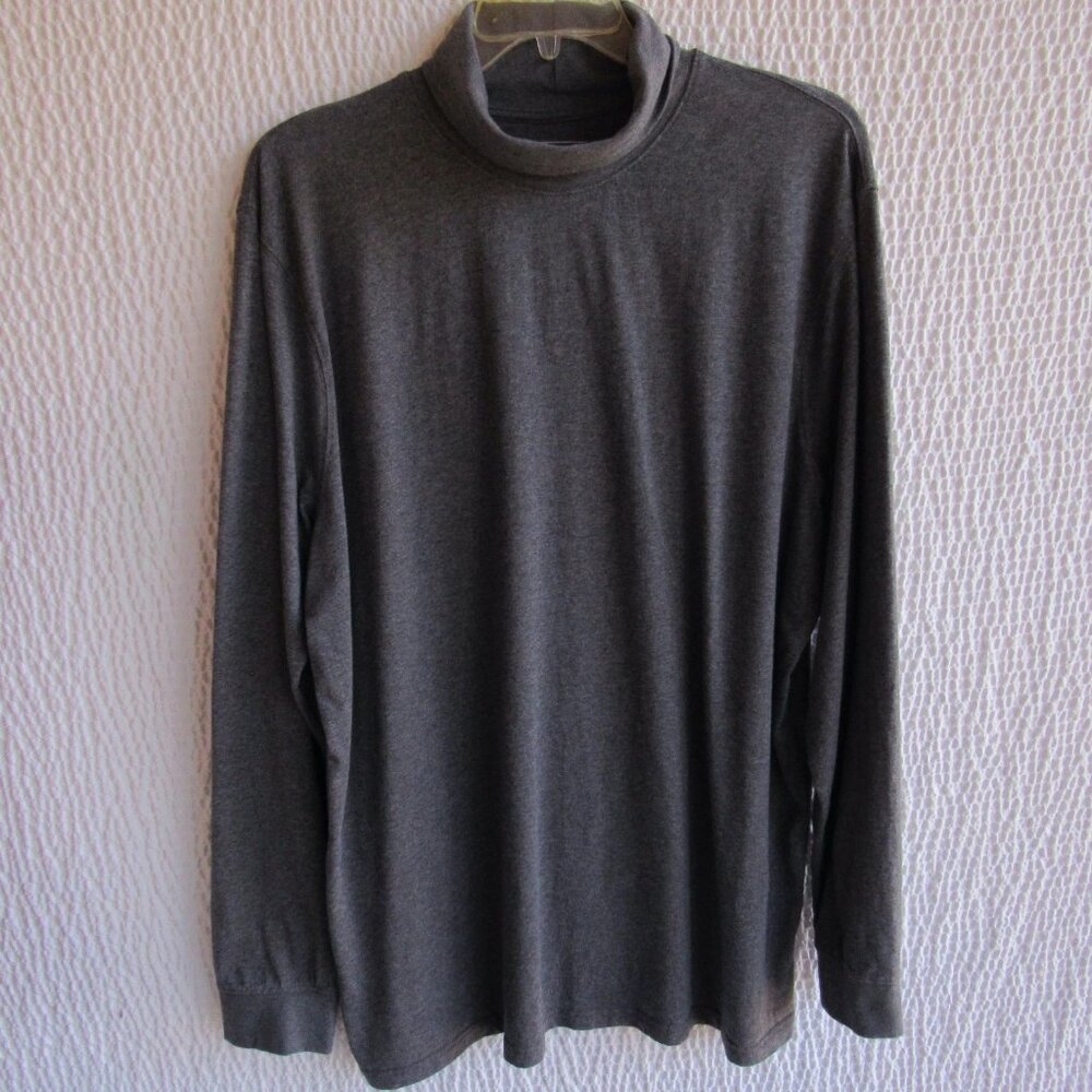 LL Bean Mens Traditional Fit Carefree Gray Unshrinkable Turtlneck Shirt XXL Tall